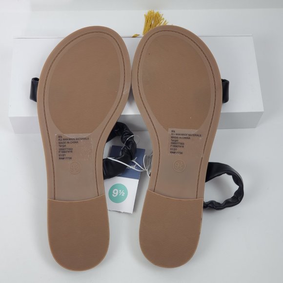 Universal Thread Black Brown Willow Slip-On Slide-On Flat Sandals NWT Size 9 1/2 - Picture 8 of 14